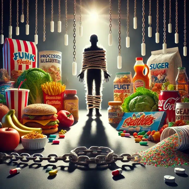 La foto busca derribar creencias comunes sobre la nutrición y ofrecer una perspectiva alternativa que aboga por una vida saludable a través de una alimentación consciente y equilibrada.